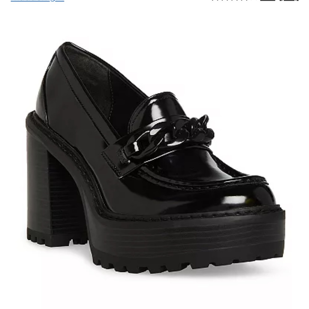 Madden Girl Black Kassidy Platform Loafer Chain Womens Sz 8.5